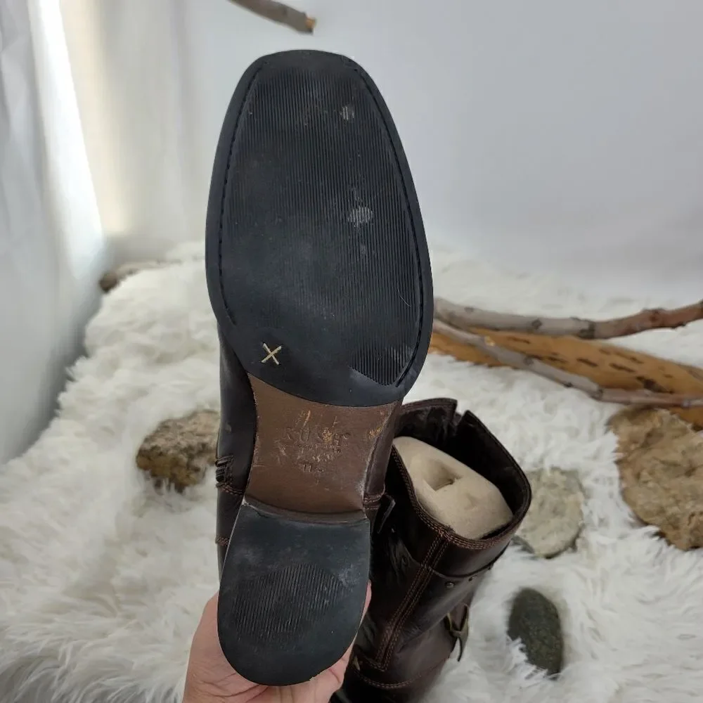 Gordon rush studded brown leather ankle boots. (K)